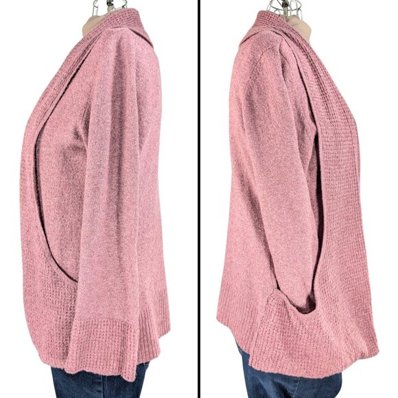 Chloe & Jasmine Large Dusty Pink Open Front Cardigan Sweater w/Pockets - Picture 3 of 8